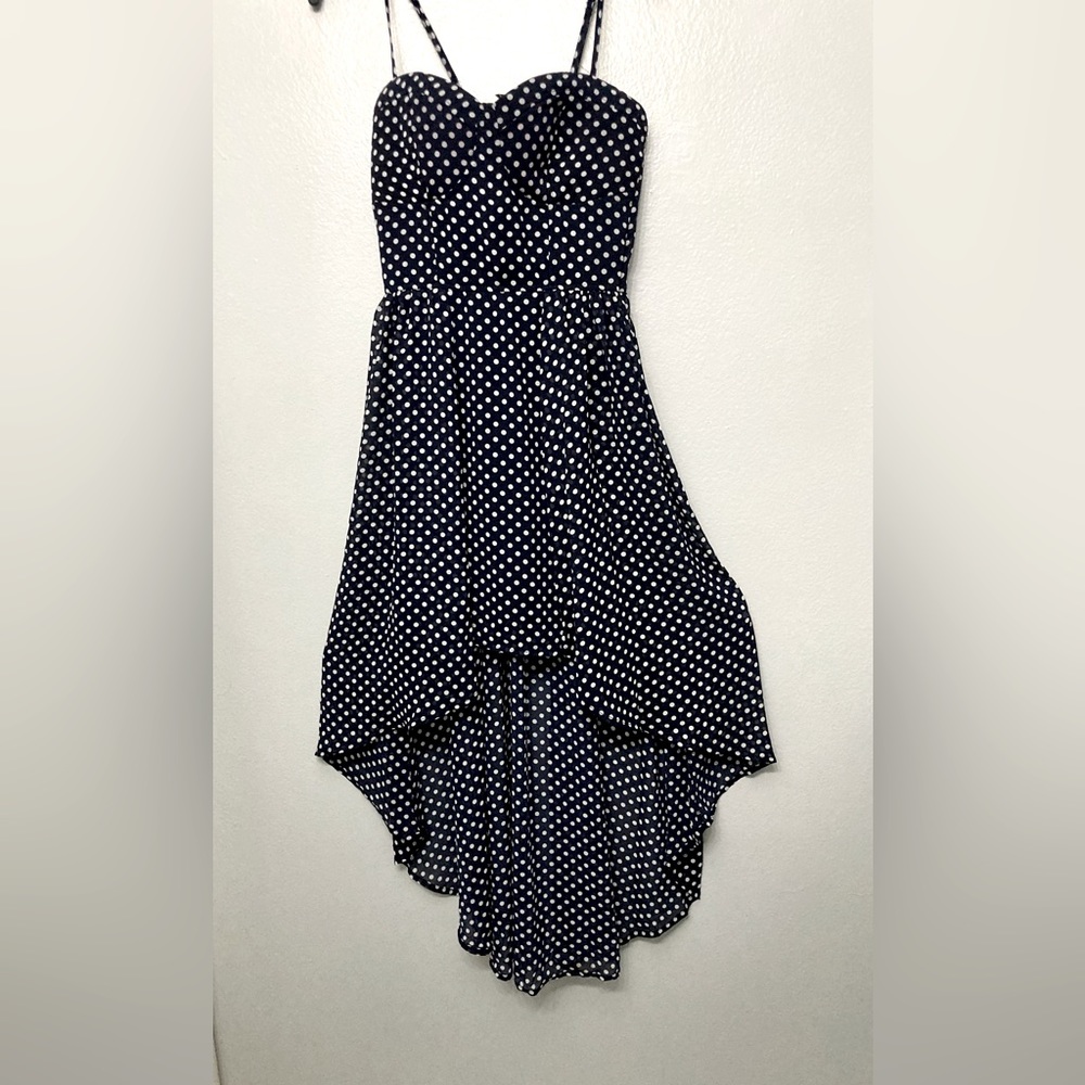 Forever 21 High Low Navy/White Polka Dot Dress Sz. S  NWT